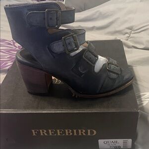 Freebird by Steven Quail Leather Multi-Buckle Block Heel Sandal